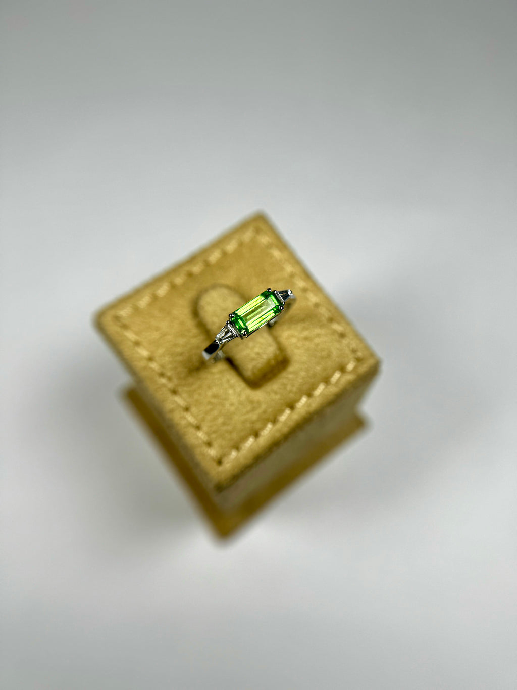 Tsavorite diamond white gold ring