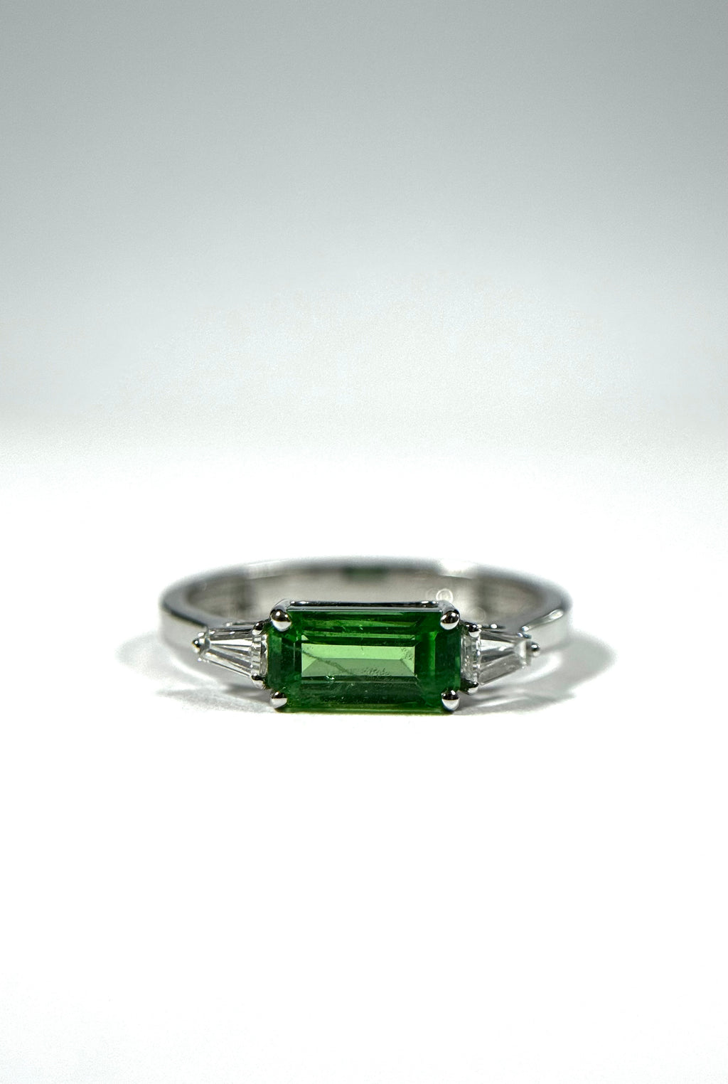 Tsavorite diamond white gold ring