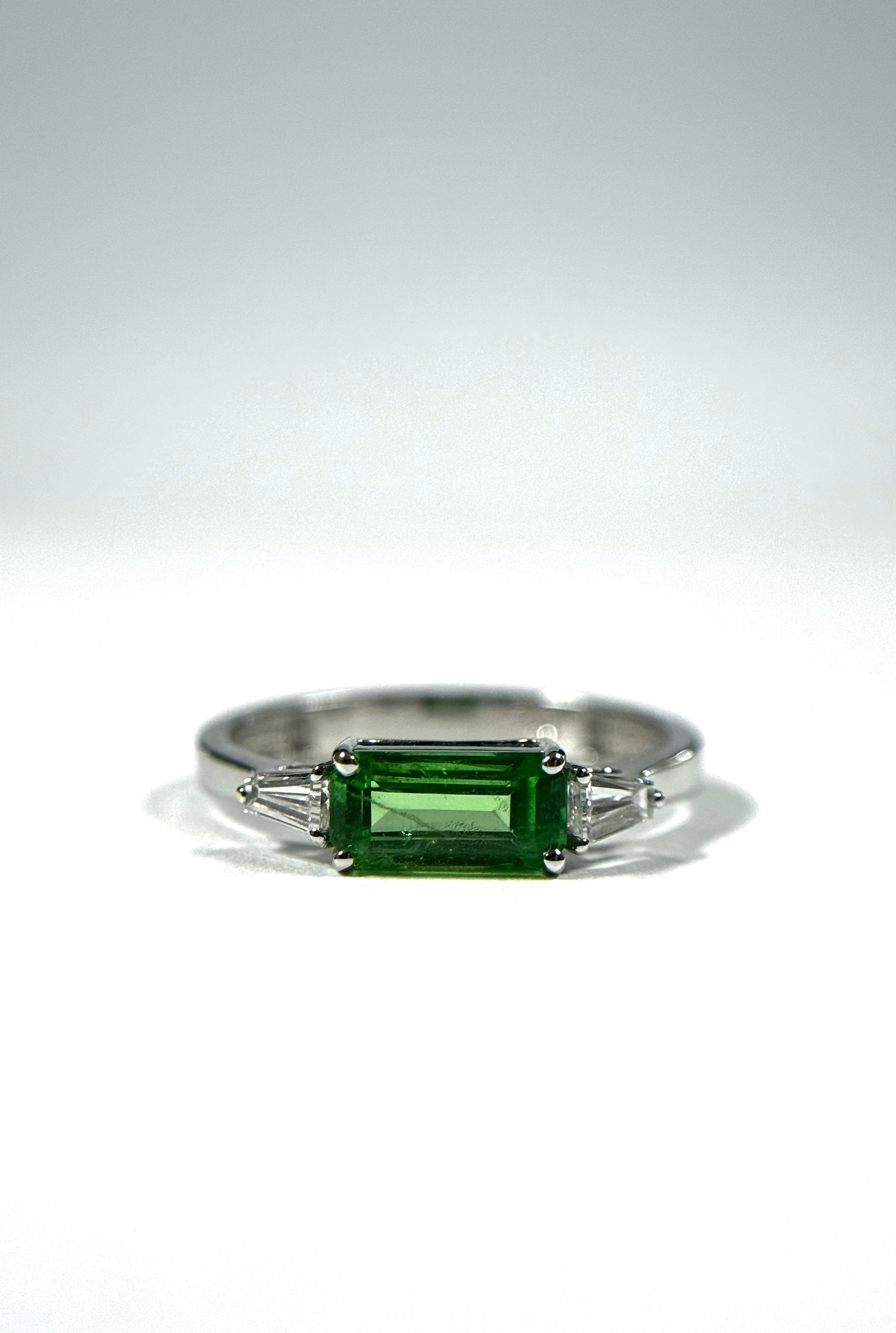 Tsavorite diamond white gold ring