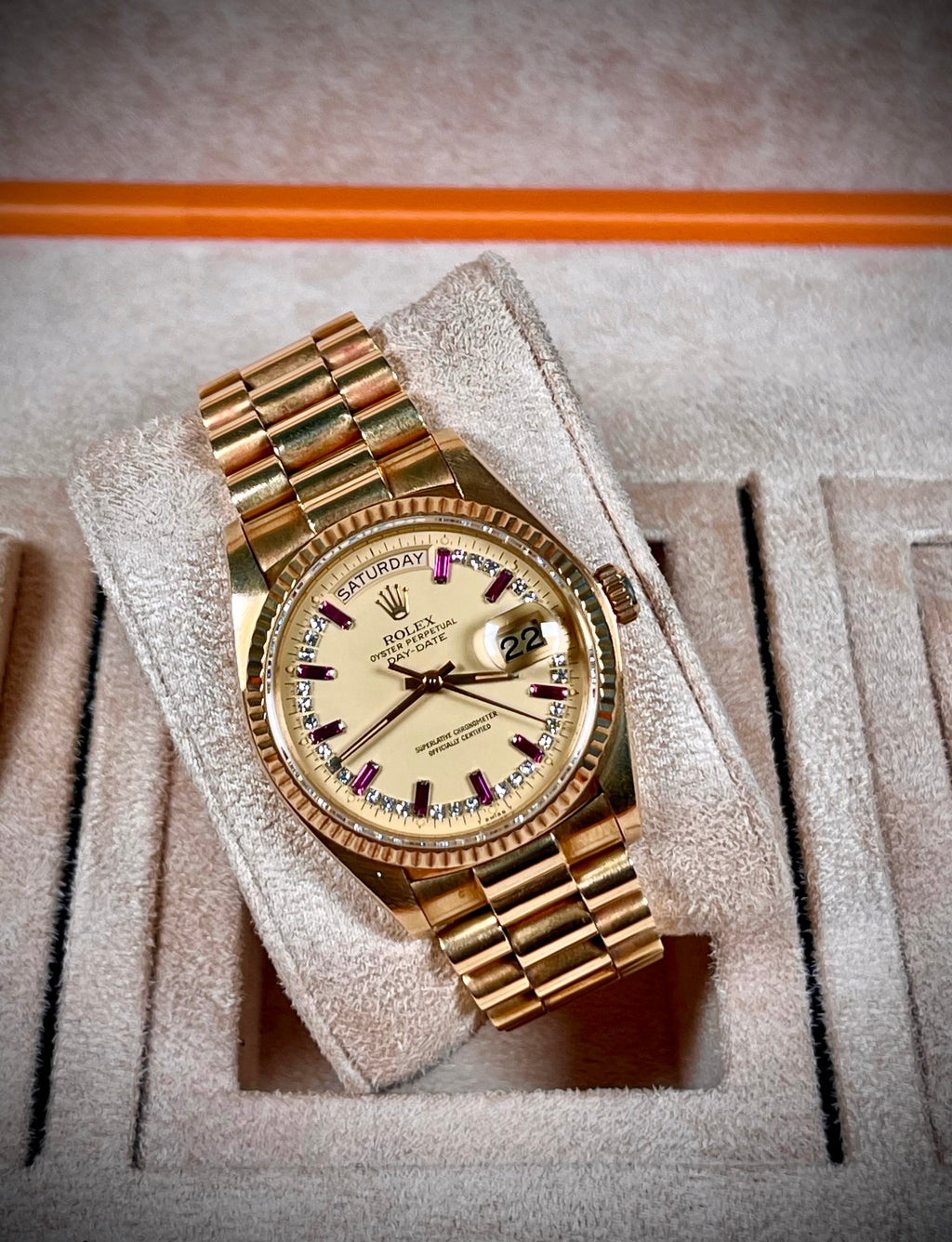 Rolex daydate String Ruby baguette
